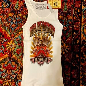 NWT Bejeweled Vintage Tank with Swarovski Crystal and Nailhead Embellishments